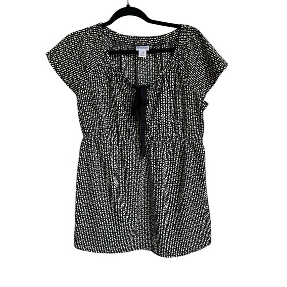 Motherhood Maternity Tops - Motherhood Maternity Top Womens Sz Medium Black Short Sleeve Blouse Babydoll Bow